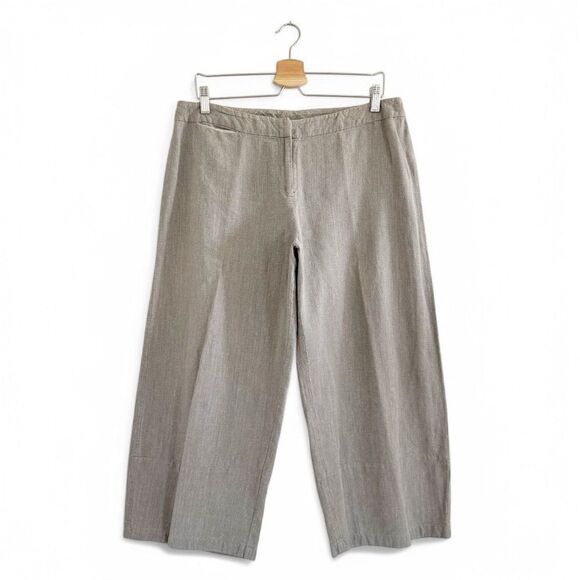 Eileen Fisher Organic Linen Wide Leg Crop Pant Size L - Picture 1 of 7